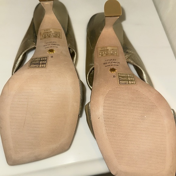 Stuart Weitzman Playa Metallic Gold Mules size 8 - Picture 4 of 5